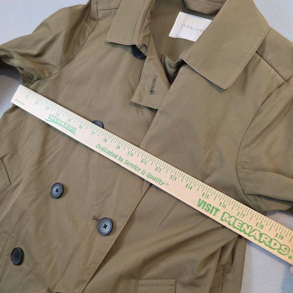 Everlane Womens Short Trench Coat Khaki Brown Double Breasted Cotton Jacket Sz S - Picture 8 of 9